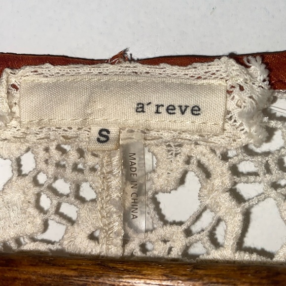 A’Reve sweater with crocheted sleeves and chiffon bow - size small - Picture 2 of 4